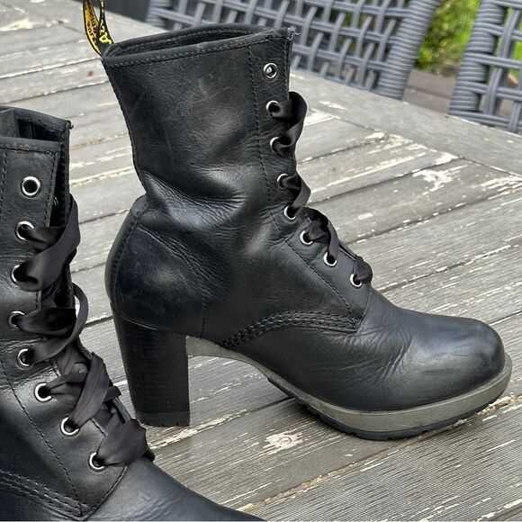 SOLD - Dr. Doc Marten’s Darcie Black High Heel Boots Womens 39 Size 8 - Picture 6 of 11